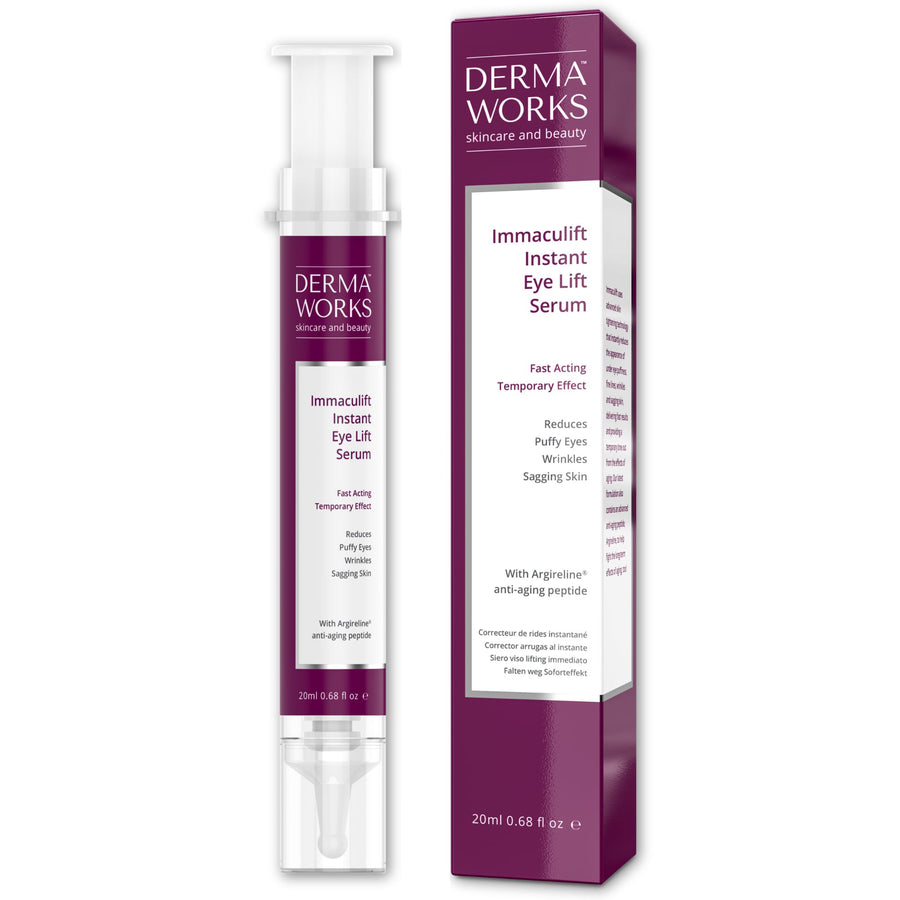 Immaculift instant eye lift serum reduces puffy eyes, dark circles, sagging skin, fine lines and wrinkles.