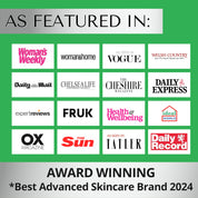 Award winning Dermaworks, 'Best Advanced Skincare Brand 2024' as featured in Tatler, Vogue, Woman's Weekly and Daily mail.