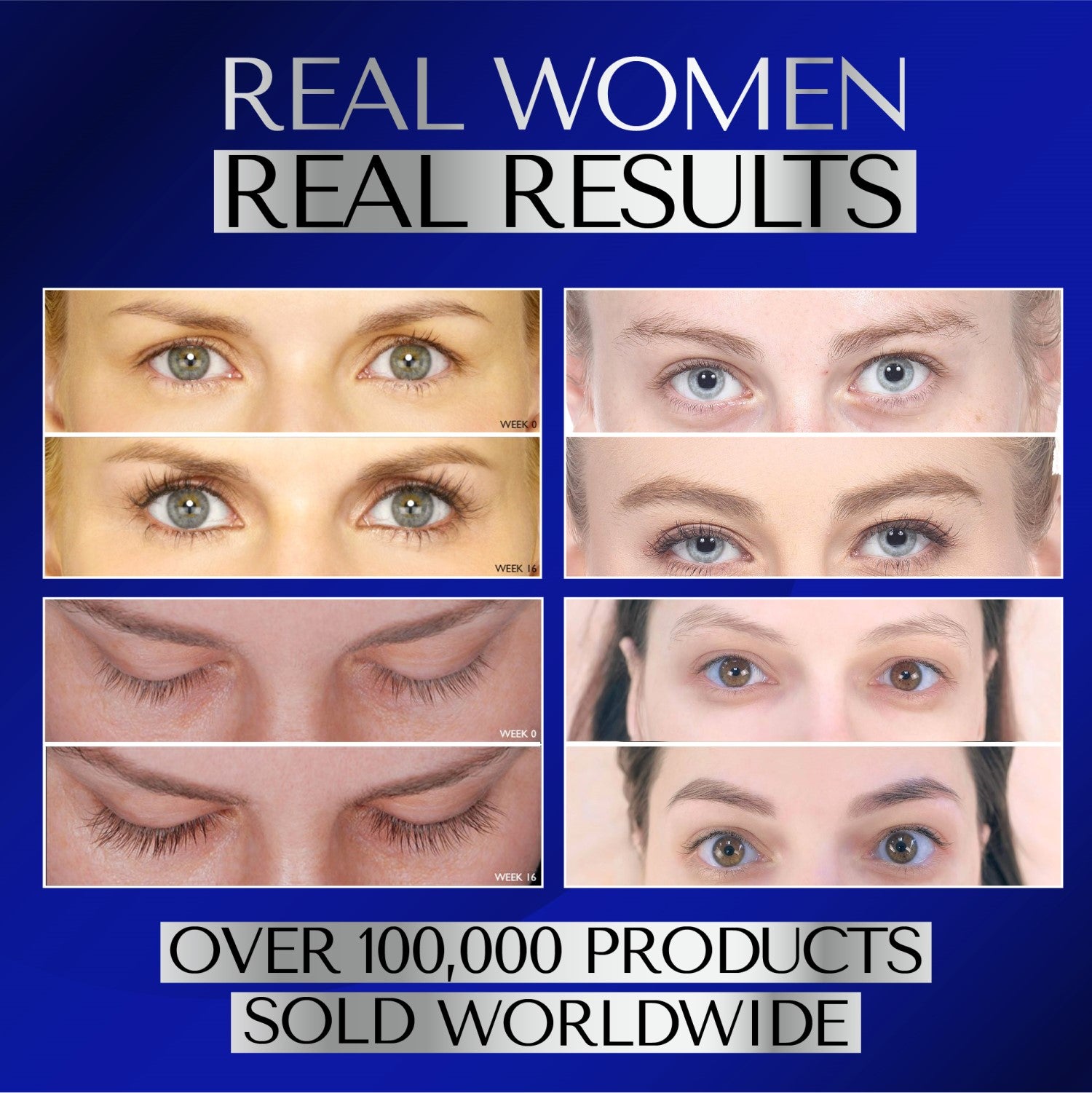 Before and after using Dermaworks Spectaculash eyelash growth serum and eyebrow enhancing serum.