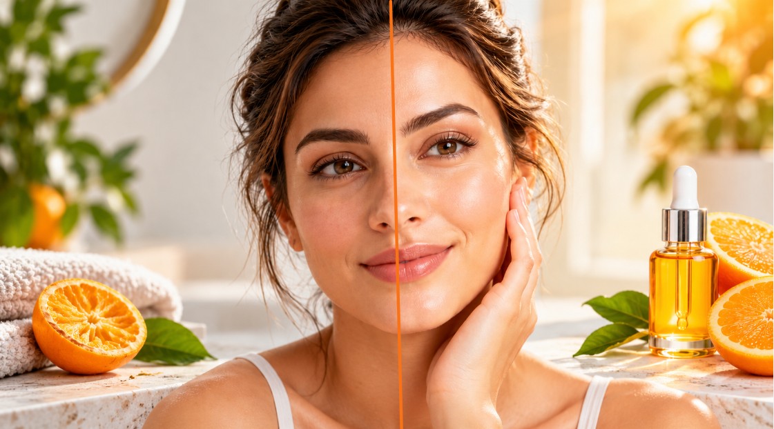 Before and after using Vitamin C serum - what happens when you stop