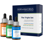 dermaworks complete skincare system hyaluronic acid vitamin c retinol night time serums save value pack bundle complete facial anti aging gift set