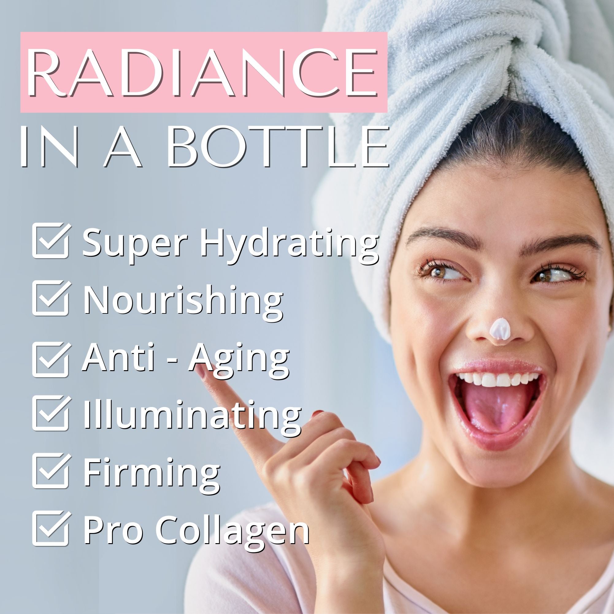 Dermaworks anti-aging, pro collagen moisturiser and face cream for women is hydrating skin nourishing, brightening and firming.