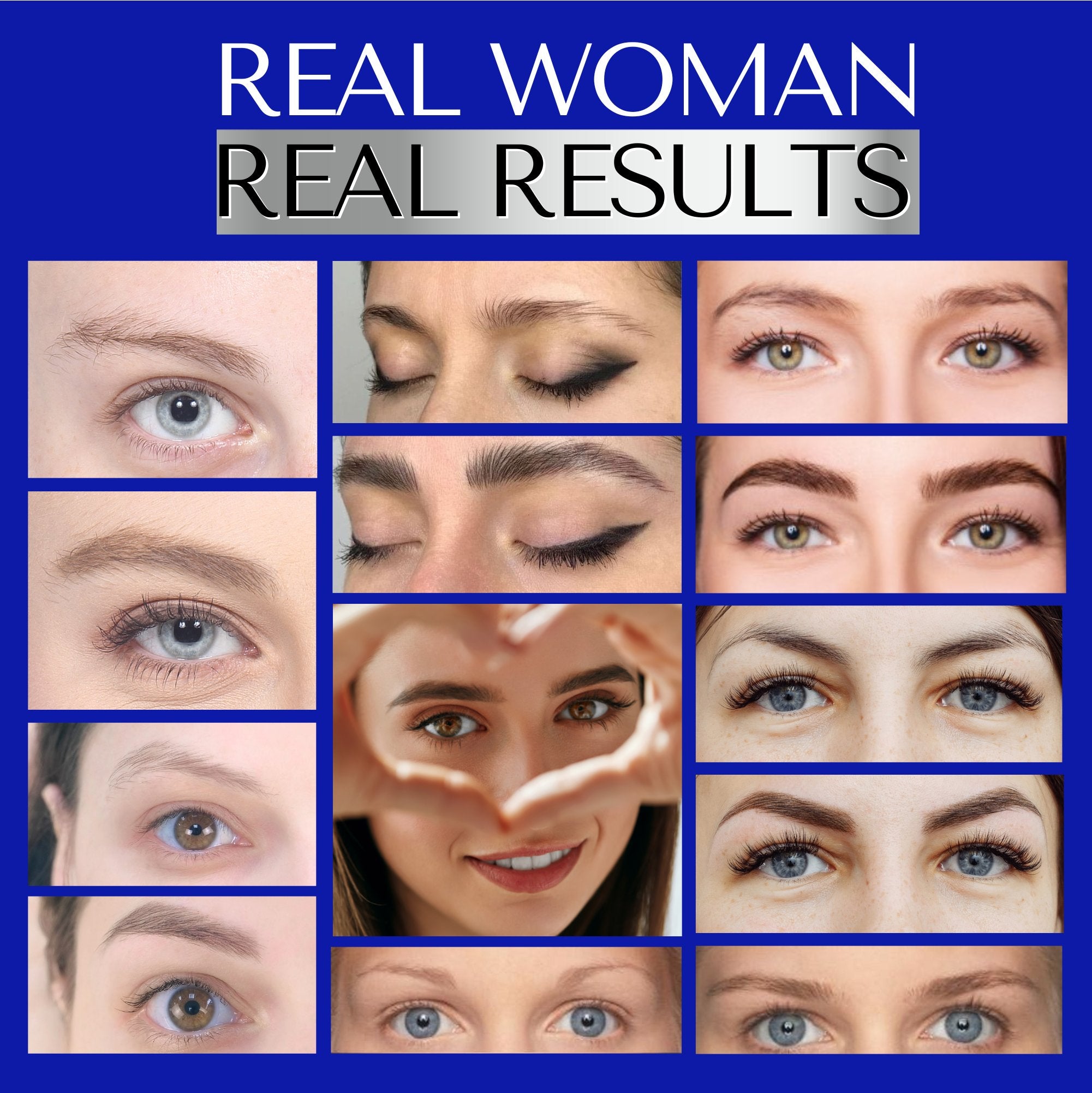 Before and after of real results from customers using Dermaworks rapid brow serum to grow fuller and thicker brows.