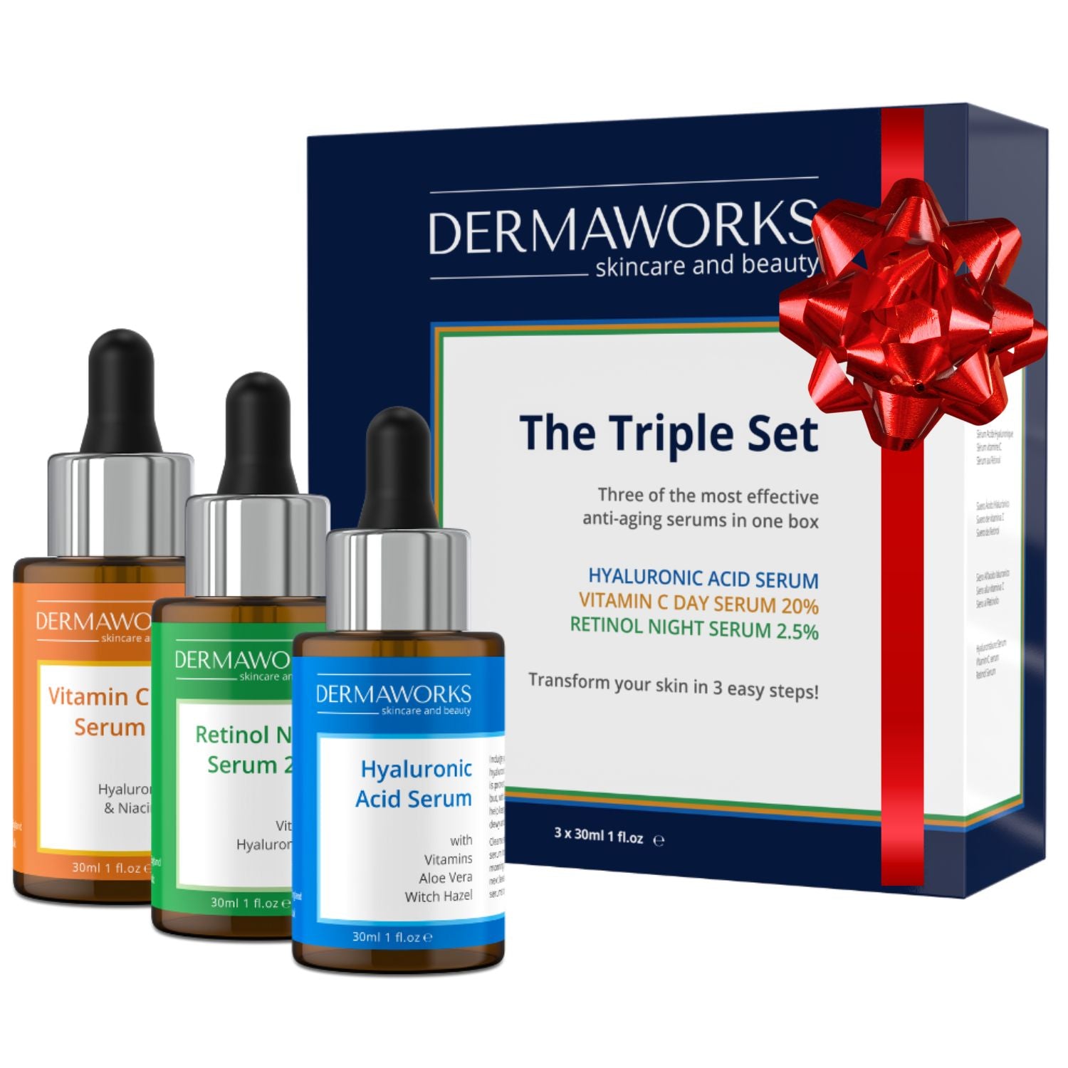 3 Serum Gift Set | Vitamin C, Retinol & Hyaluronic Acid