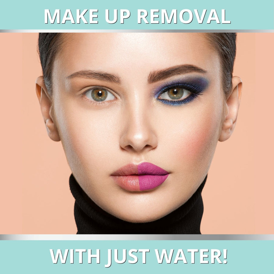 Make up removal using just water with Dermaworks deep cleansing and exfoliating face cloths.