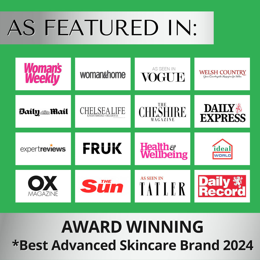 Award winning Dermaworks, 'Best Advanced Skincare Brand 2024' as featured in Tatler, Vogue, Woman's Weekly and Daily mail.