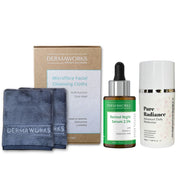 Dermaworks anti aging skincare bundle for women features our make up remover face cloths, renewing retinol night serum and an advanced daily moisturiser.