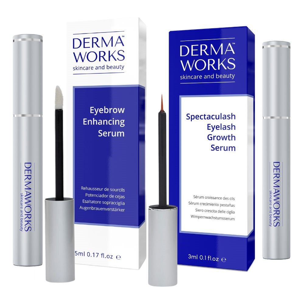 Dermaworks eyelash and eyebrow growth serum double set for women longer fuller thicker darker eye lashes and brows naturally