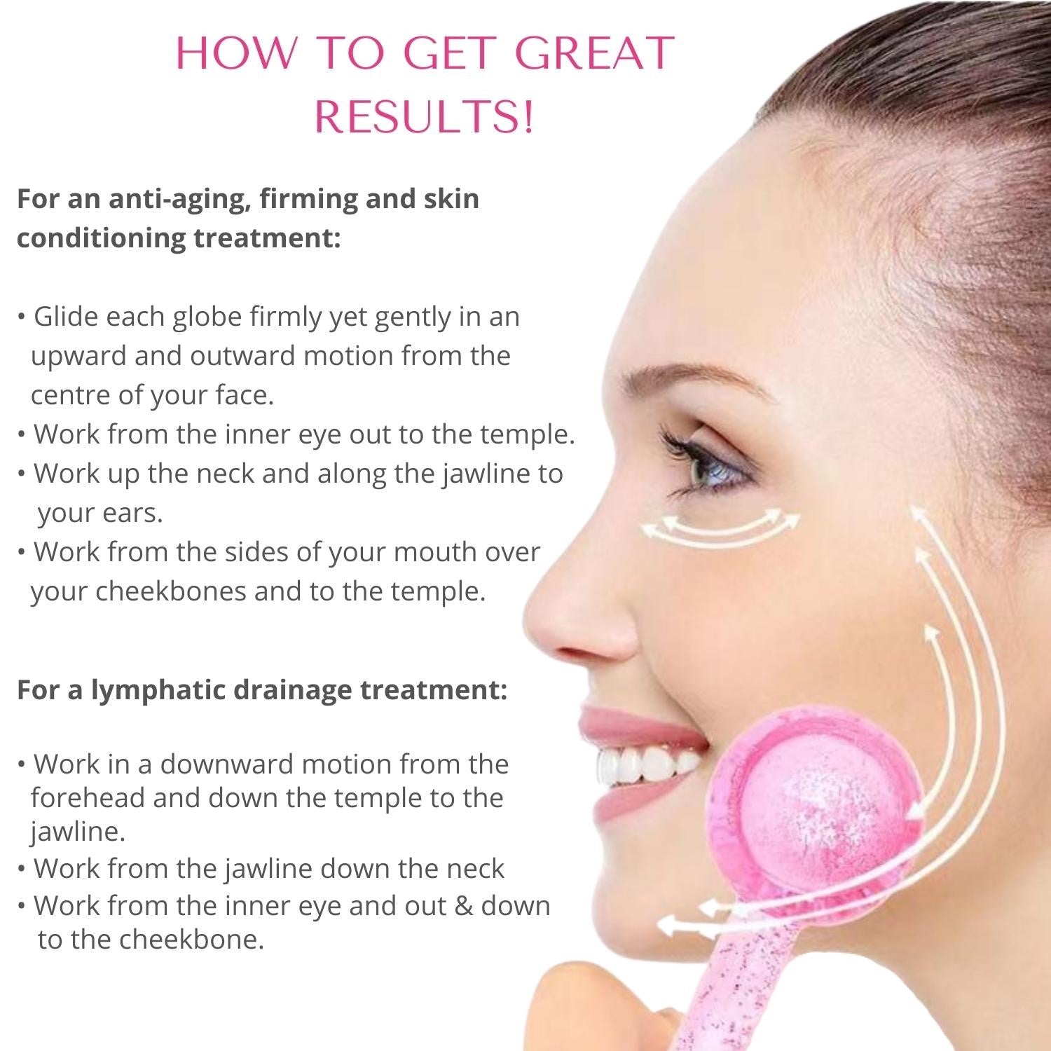 How to use your Dermaworks ice face roller for anti aging, firming and skin conditioning. How to use for lymphatic drainage.
