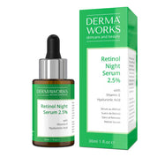 30ml bottle of Dermaworks resurfacing retinol night serum.