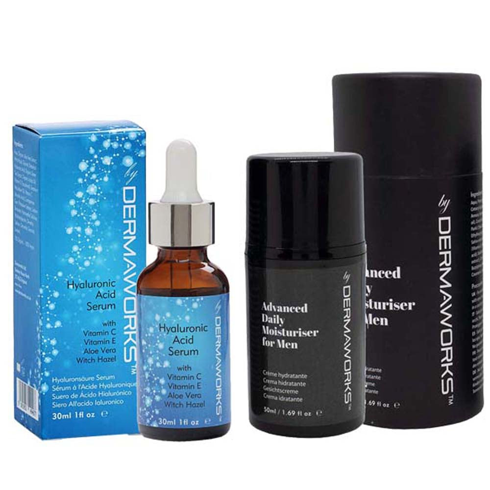 If you would like to know what is best for men's dry skin, try Dermaworks hydrating skincare combo, featuring hyaluronic acid serum and an advanced daily moisturiser.