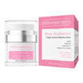 Dermaworks pure radiance advanced daily face cream moisturiser for women with hyaluronic acid, vitamin C, vitamin E and retinol.