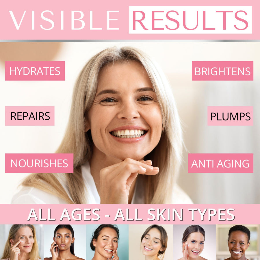 Dermaworks advanced daily moisturiser and anti aging face cream for women delivers visible results, leaving skin brighter, plumped, nourished and younger looking.