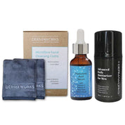 Dermaworks hydrating skincare bundle featuring two microfibre face cloths, hyaluronic acid serum and our expert moisturiser face cream.