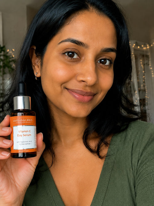 Customer using Dermaworks Vitamin C Serum