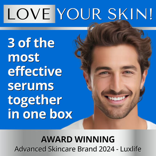 Mens 3 serum gift set, skincare bundles with retinol serum, vitamin c serum and hyaluronic acid serum