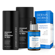 Men's Hydrating Skincare Set: Hyaluronic Acid Serum & Hydrating Moisturiser