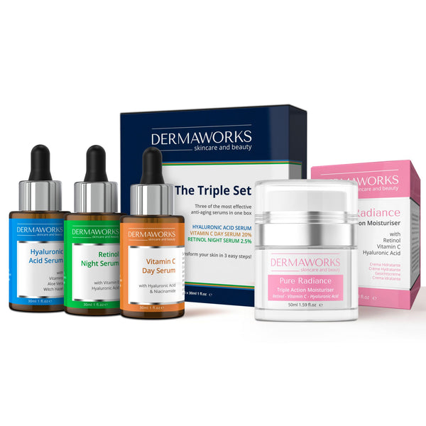 Women's Ultimate Skincare Set - Moisturiser + 3 Serums (Retinol, Vitamin C & Hyaluronic Acid)