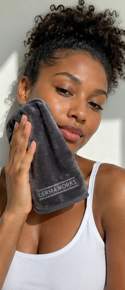 Customer using Dermaworks Face Cloths