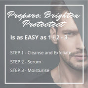 prepare brighten protect cleanse exfoliate face serum moisturise hydrate post shave irritation dry skin