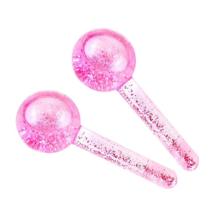 Dermaworks pink strong borosilicate glass cryotherapy globes for freezer fridge reduce inflammation lymphatic massage from home naturally increase collagen production