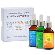 dermaworks complete skincare system hyaluronic acid vitamin c retinol night time serums save value pack bundle complete facial anti aging gift set