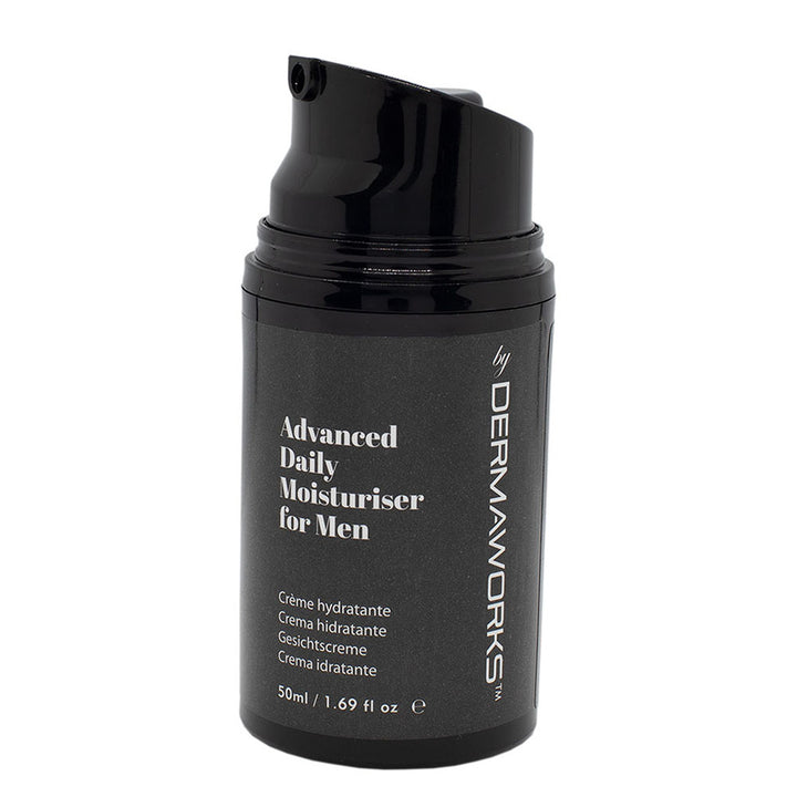 dermaworks mens face cream for men pump action 50ml dispenser bottle 