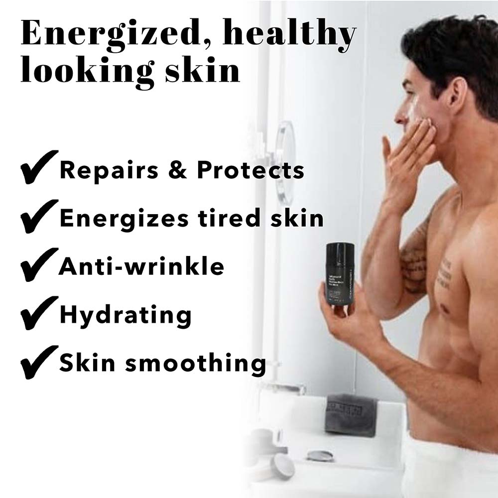 wake up and energise youe skin with dermaworks mens anti-aging moisturiser 