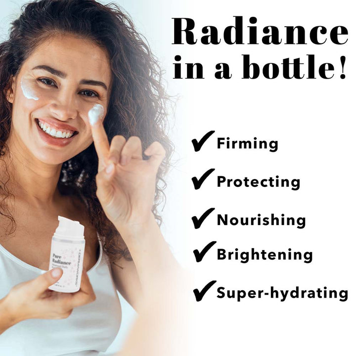 radiance in a bottle firming protecting nourishing brightening super hydrating vegan natural organic cruelty free formula